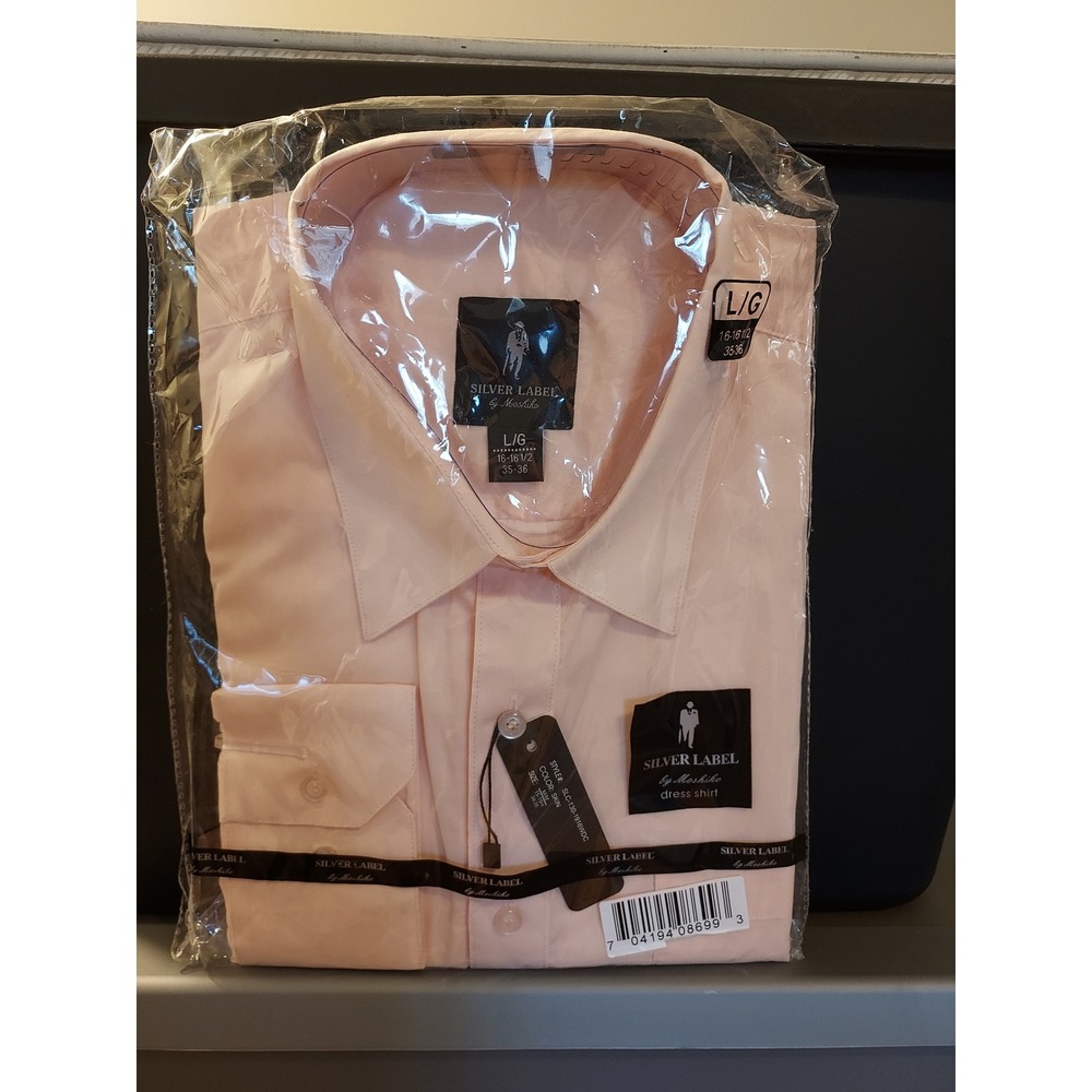SILVER LABEL by Moschino Men's L G Dress Shirt Pink Long Sleeve Button Front‎